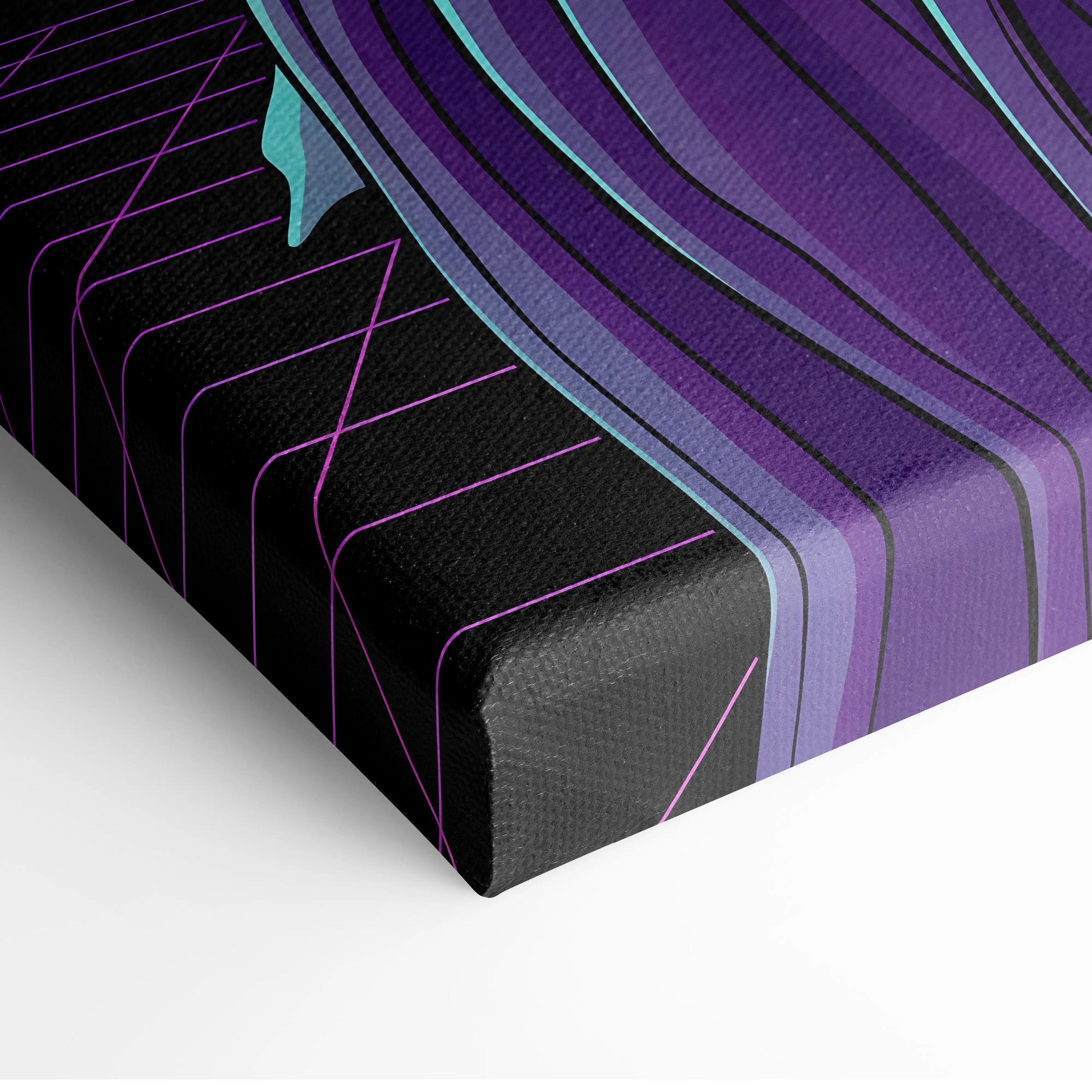 Vaporwave Hooded Neon Portrait - Hooded Figure Purple Pink Teal Room Decor Vaporwave Dreamy Neon Mood Canvas