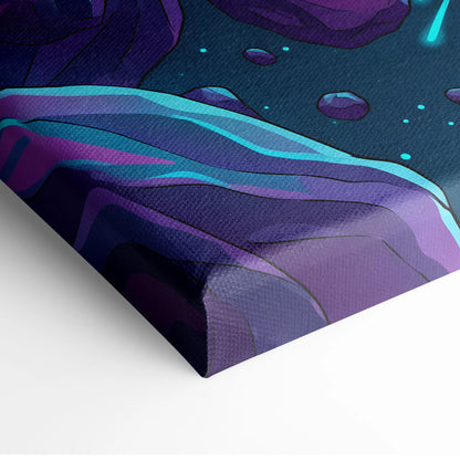 Vaporwave Neon Dragon Canvas - Dragon Neon Pink Blue Purple Living Room Vaporwave Mystical Neon Wall Art Canvas