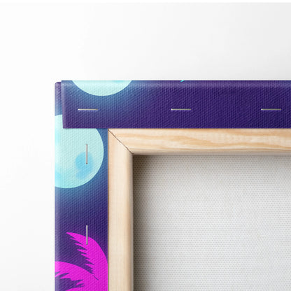 Vaporwave Neon Portrait Canvas - Vaporwave Portrait Neon Pink Purple Living Room Retro Moody Vibes Decor Canvas Print