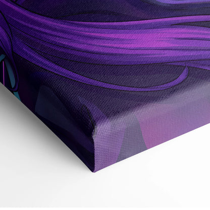 Vaporwave Neon Portrait Canvas - Vaporwave Portrait Neon Pink Purple Living Room Retro Moody Vibes Decor Canvas Print