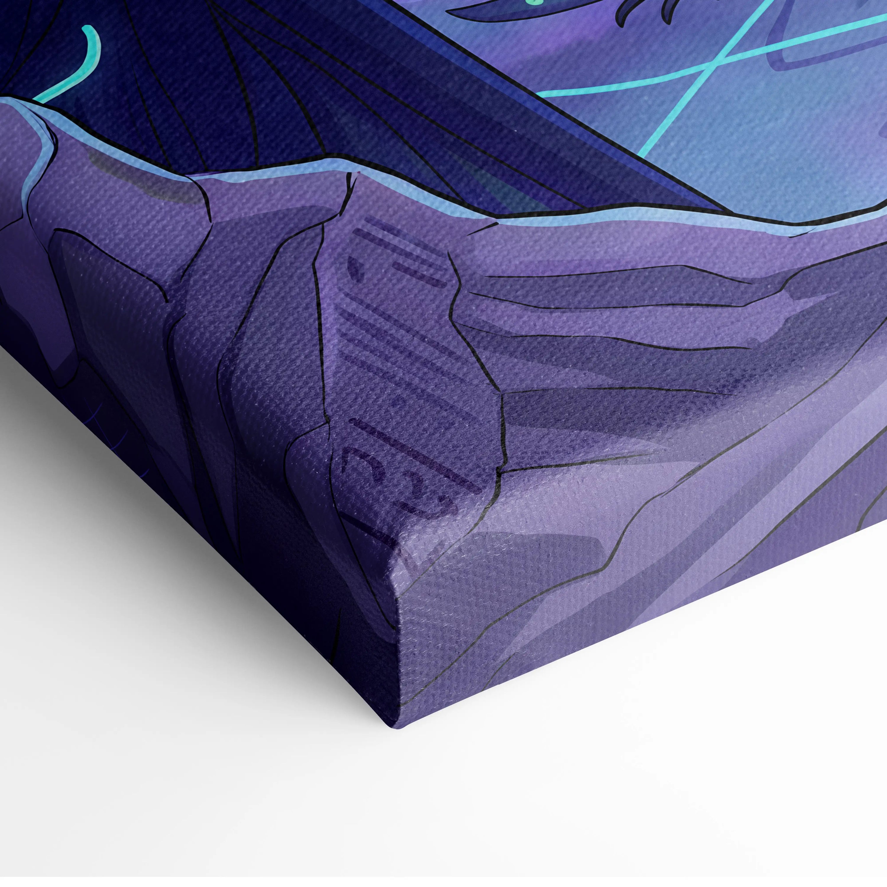 Vaporwave Neon Dragon Canvas - Dragon Neon Violet Cyan Living Room Vaporwave Mood Surreal Futuristic Canvas Print