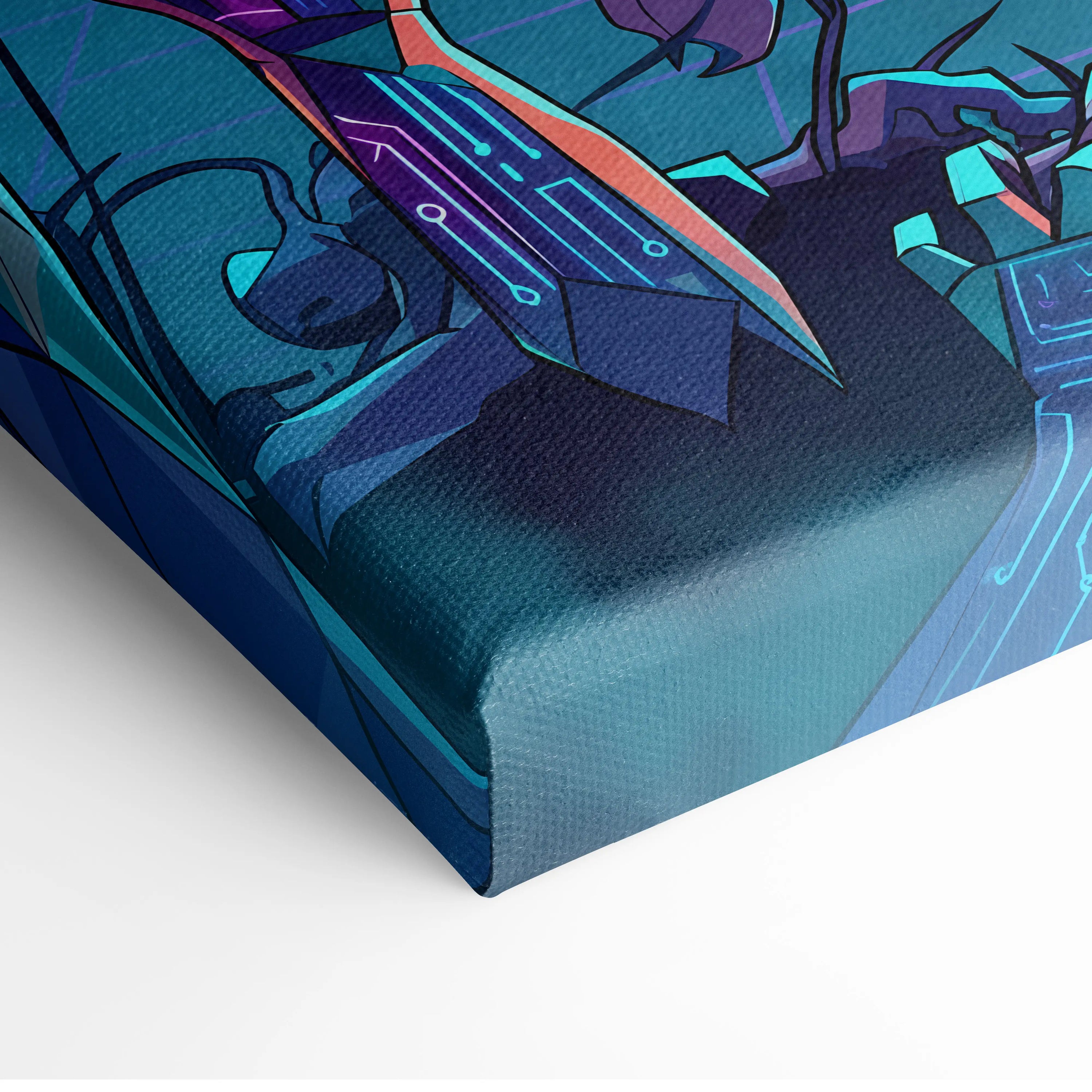 Vaporwave Neon Oracle Canvas - Vaporwave Neon Purple Teal Living Room Retro Mood Night Neon Decor Wall Art Canvas