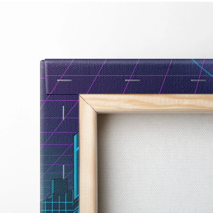 Vaporwave Neon Oracle Canvas - Vaporwave Neon Purple Teal Living Room Retro Mood Night Neon Decor Wall Art Canvas