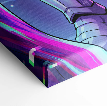 Vaporwave Knight Neon Canvas - Cyber Knight Neon-Pink-Purple-Blue Living Room Vaporwave Mystical Mood Wall Art Canvas
