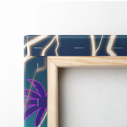 Vaporwave Mystic Fantasy Canvas - Wizard Neon Blues Living Room Vaporwave Epic Mystical Neo Retro Surreal Canvas