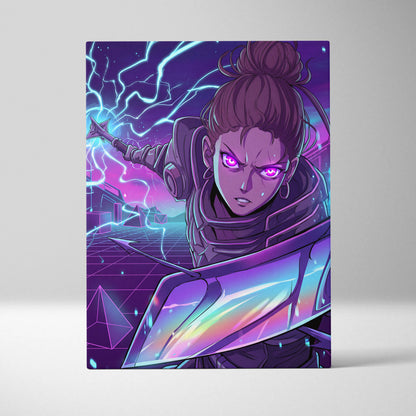 Vaporwave Neon Siren Canvas - Character Neon Pink Wall Art Vaporwave Mystical Energetic Dreamlike Futurism Canvas
