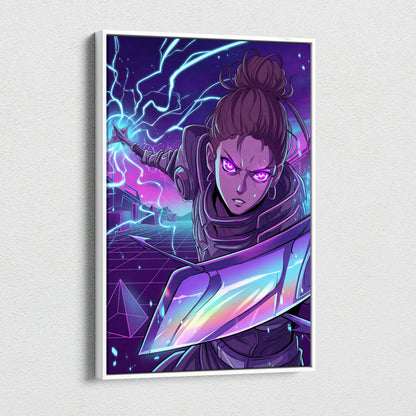 Vaporwave Neon Siren Canvas - Character Neon Pink Wall Art Vaporwave Mystical Energetic Dreamlike Futurism Canvas