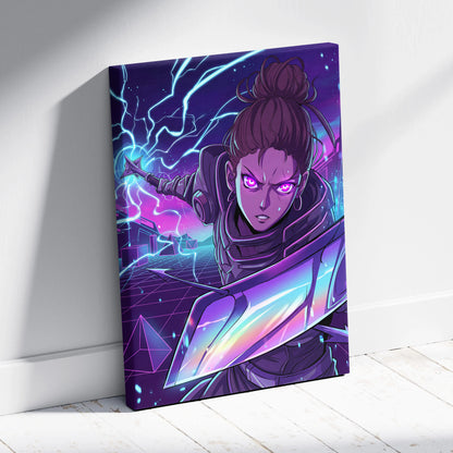 Vaporwave Neon Siren Canvas - Character Neon Pink Wall Art Vaporwave Mystical Energetic Dreamlike Futurism Canvas