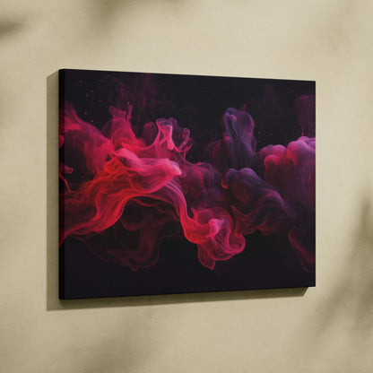 Abstract red and purple smoke on black background canvas art wall decor.