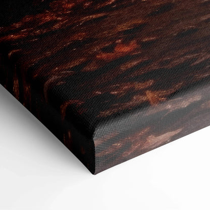 Dark autumn leaves with warm reds and browns on textured canvas art wall decor.