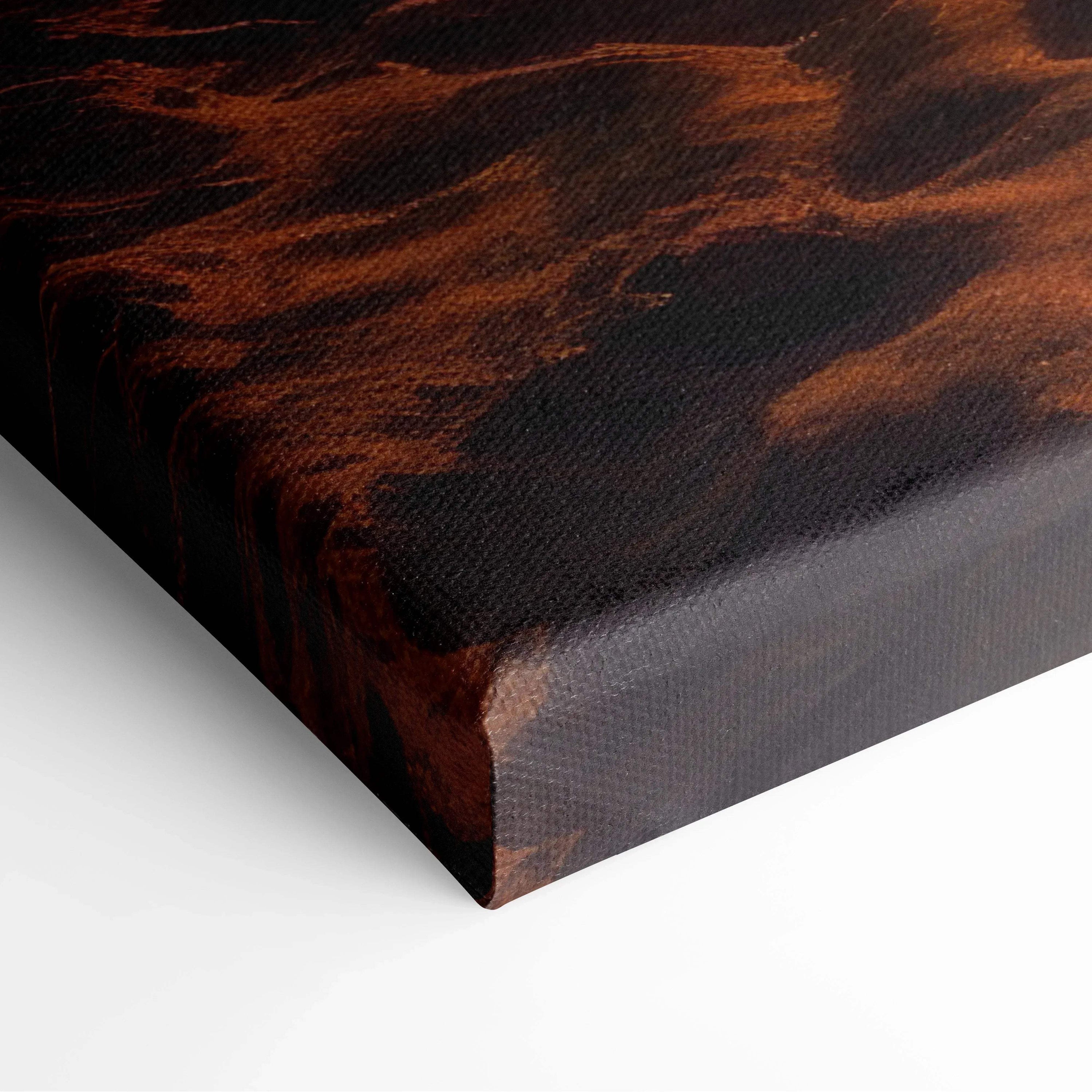 Tropical beach sunset canvas art with vibrant orange and black tones on textured wall art print.