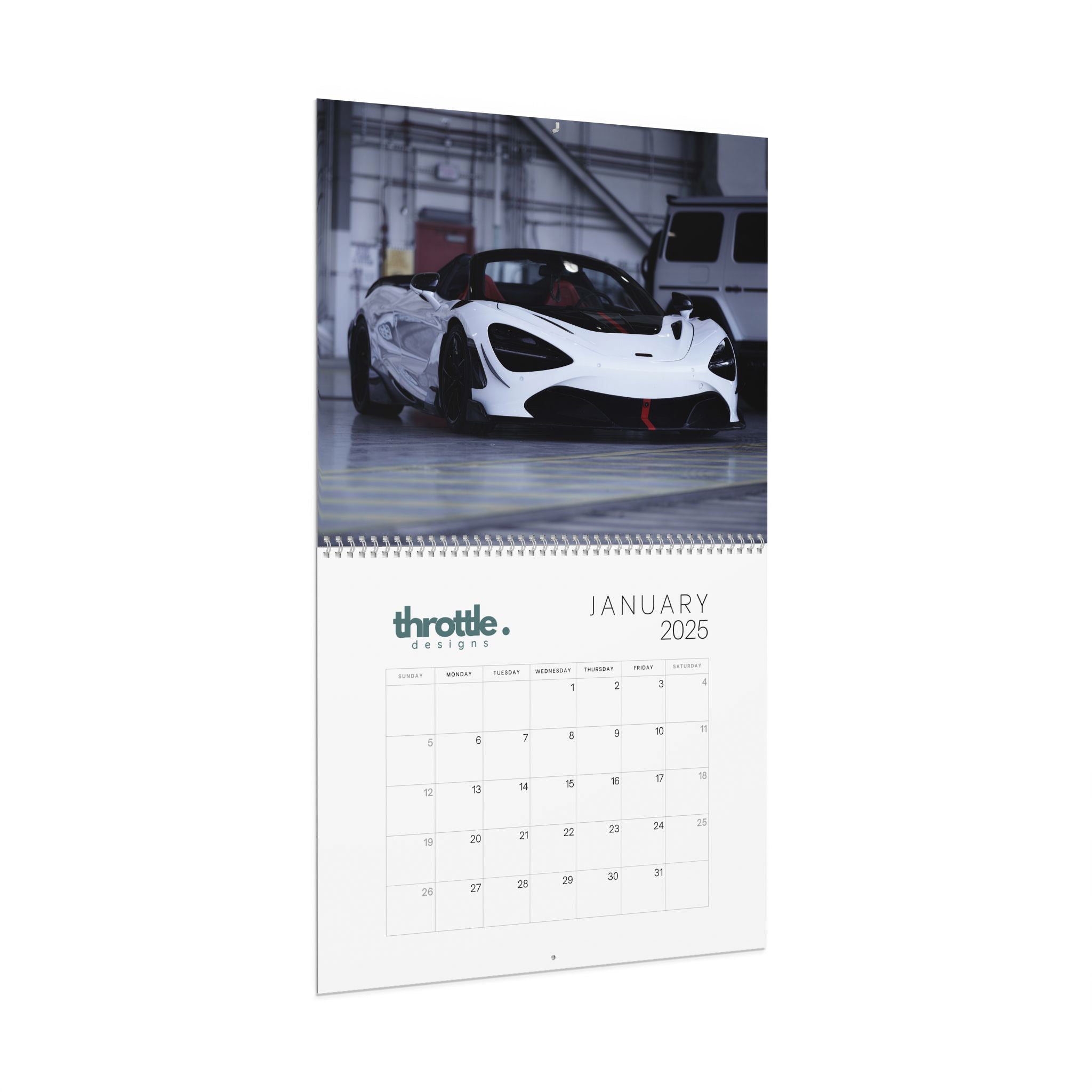 2025 Automotive Exotic Supercar Calendar V2 - White Edition - Throttle Designs