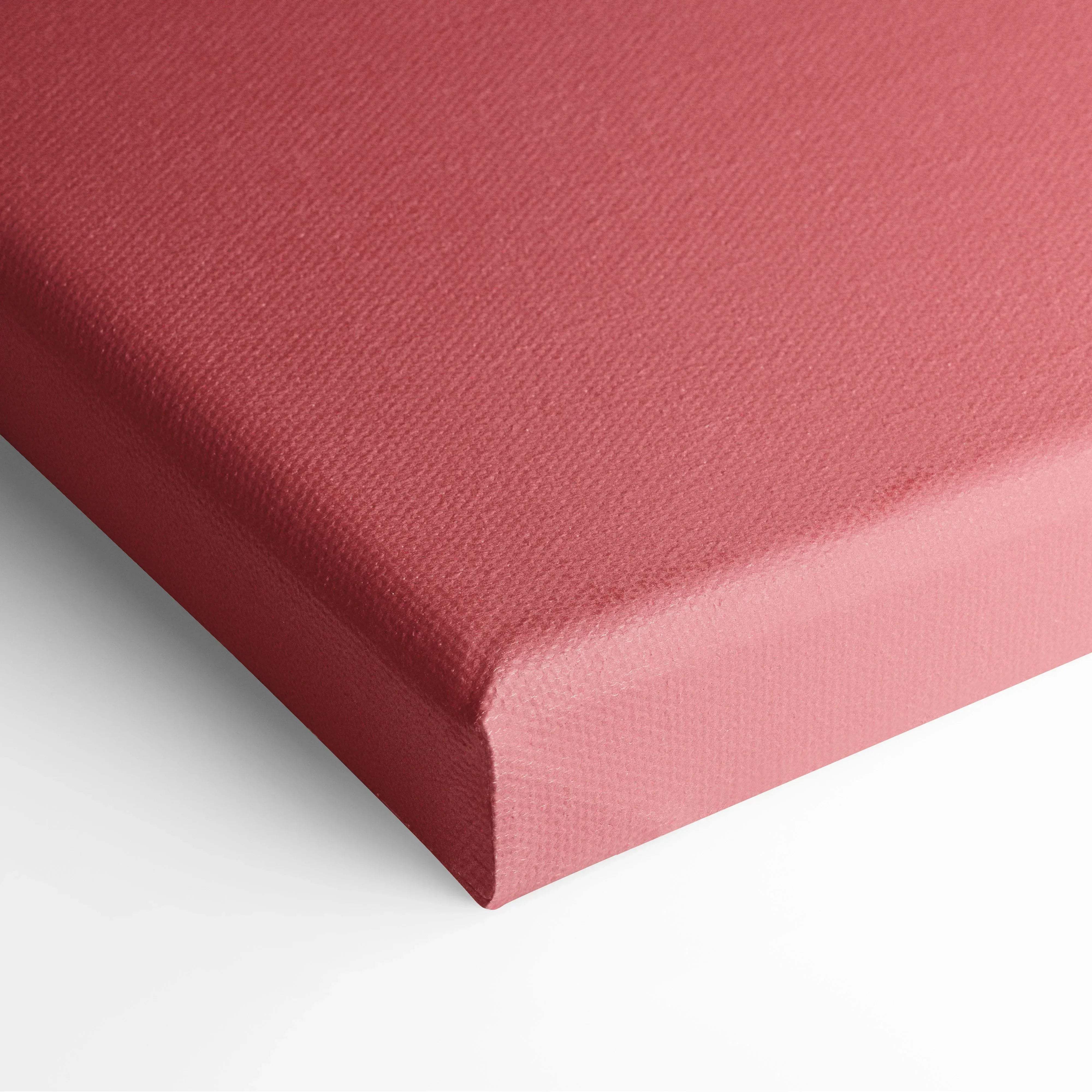 Textured deep rose-colored canvas print with visible woven fabric surface from tropical palm silhouette wall art series
