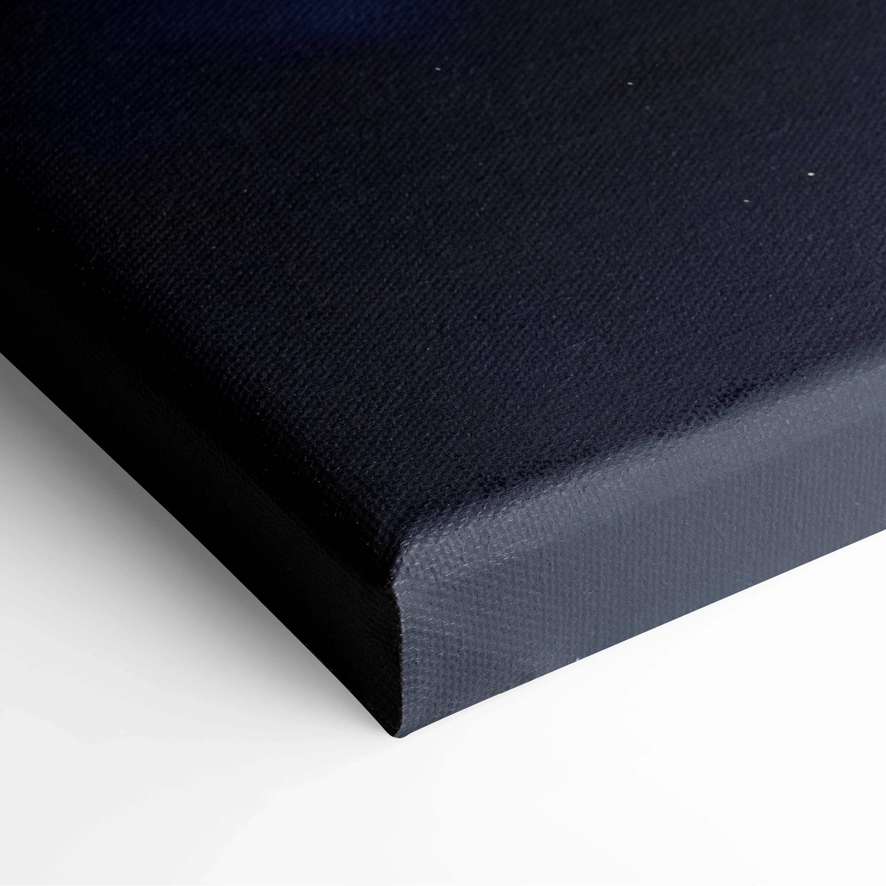 Black abstract digital art on stretched canvas with clean wrapped edges, modern wall art canvas print.
