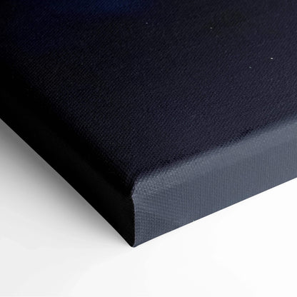 Black abstract digital art on stretched canvas with clean wrapped edges, modern wall art canvas print.
