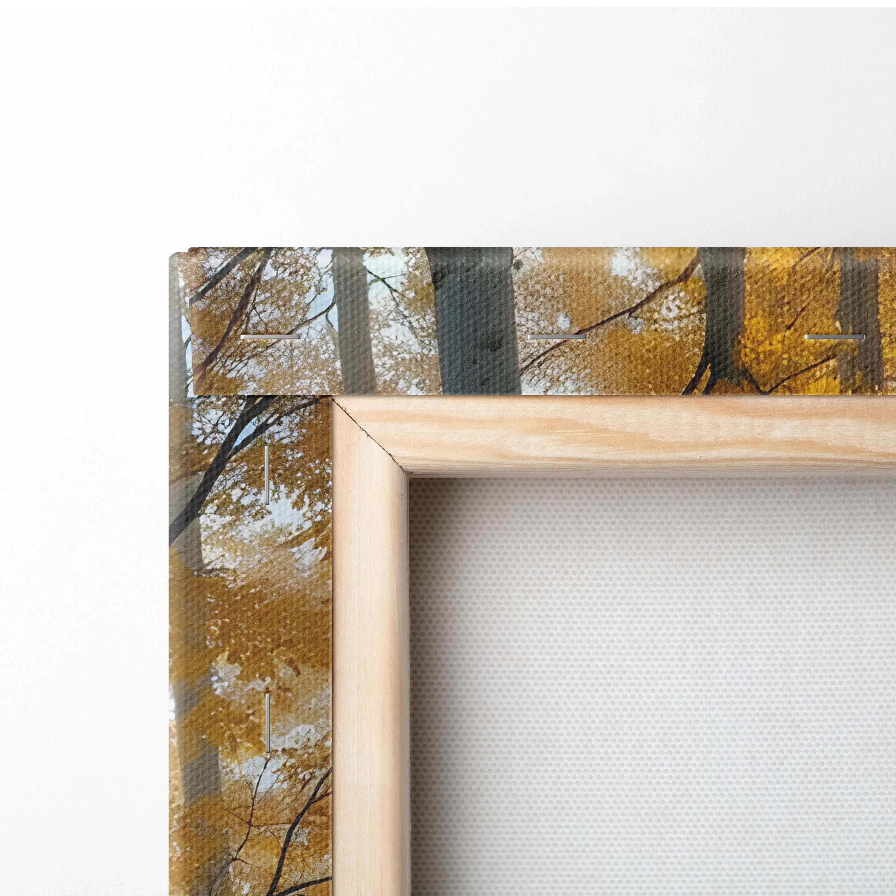 Light wood-framed Golden Autumn Birch Forest canvas print