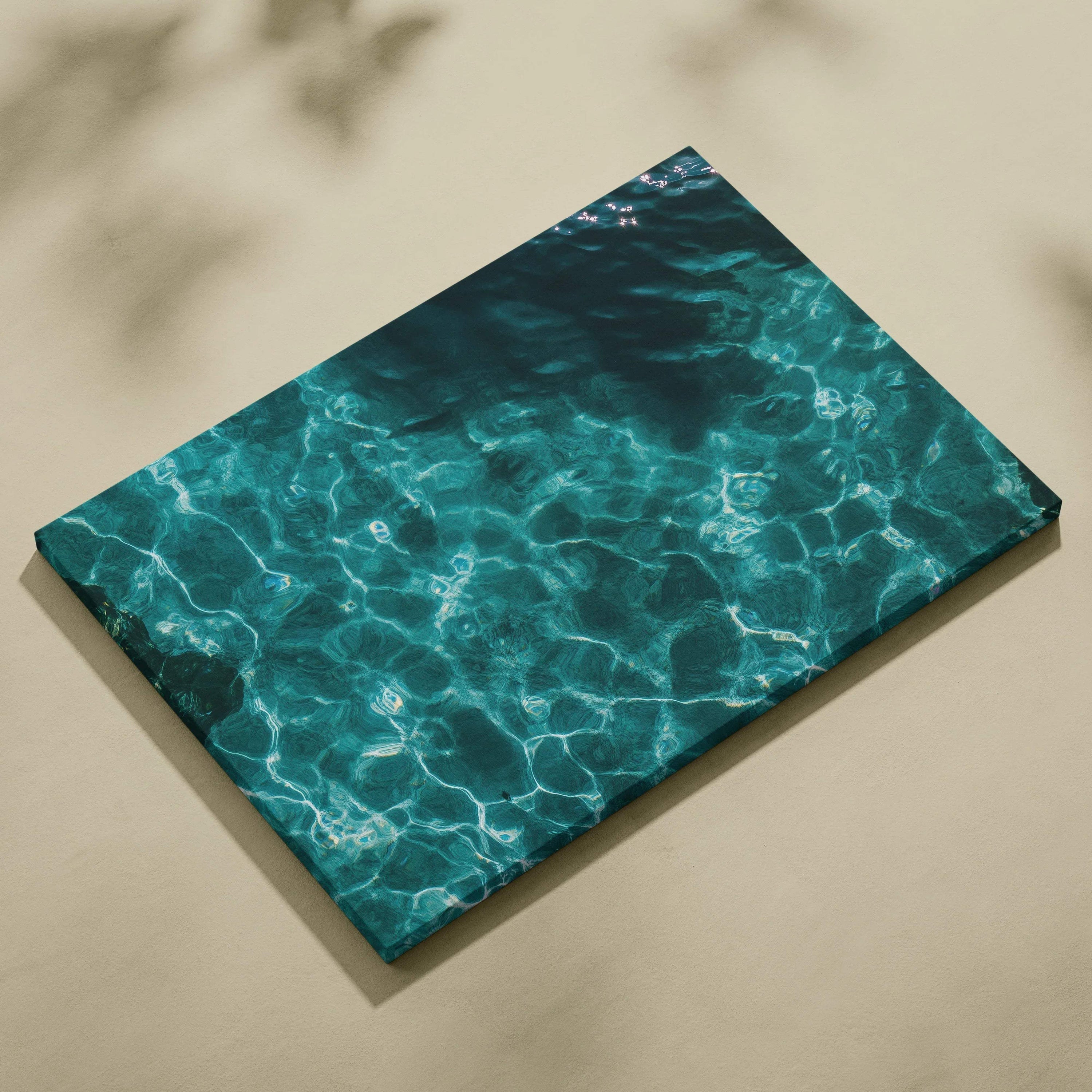 Teal canvas print of rippling turquoise ocean waters in sunlit tropical scene