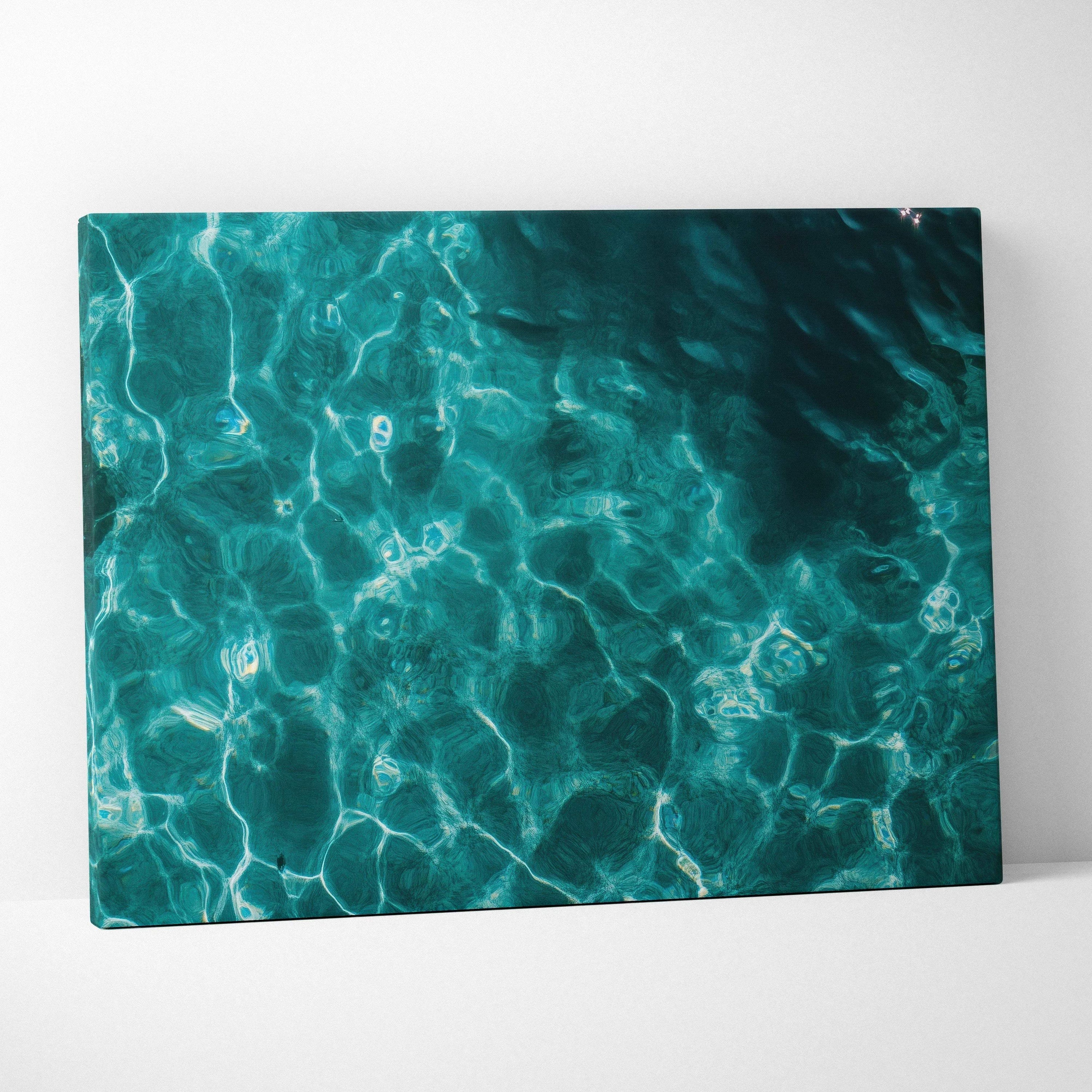 Teal water ripple canvas print of sunlit turquoise ocean scene