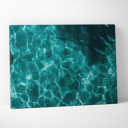 Teal water ripple canvas print of sunlit turquoise ocean scene