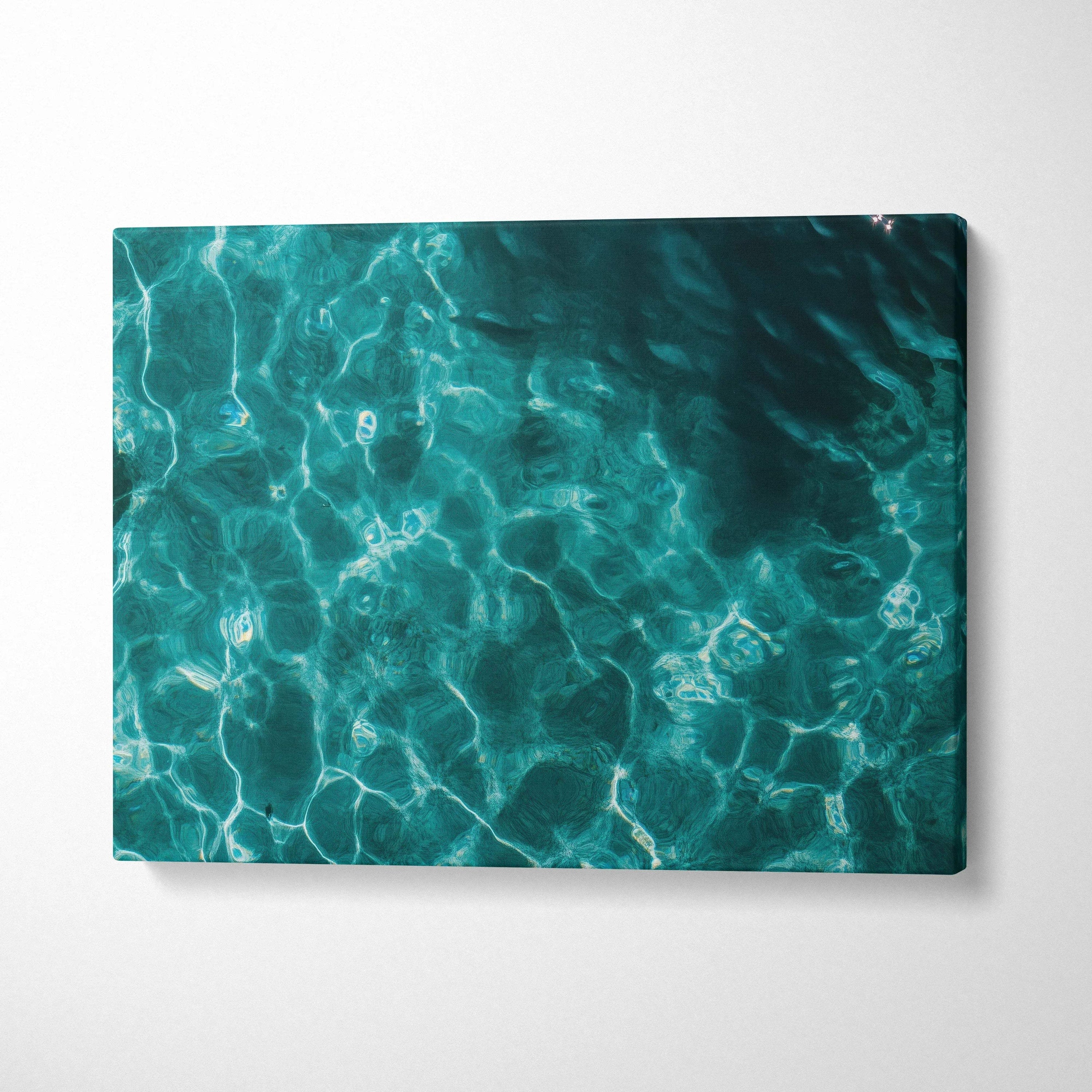 Teal canvas print of rippling sunlit turquoise ocean waters
