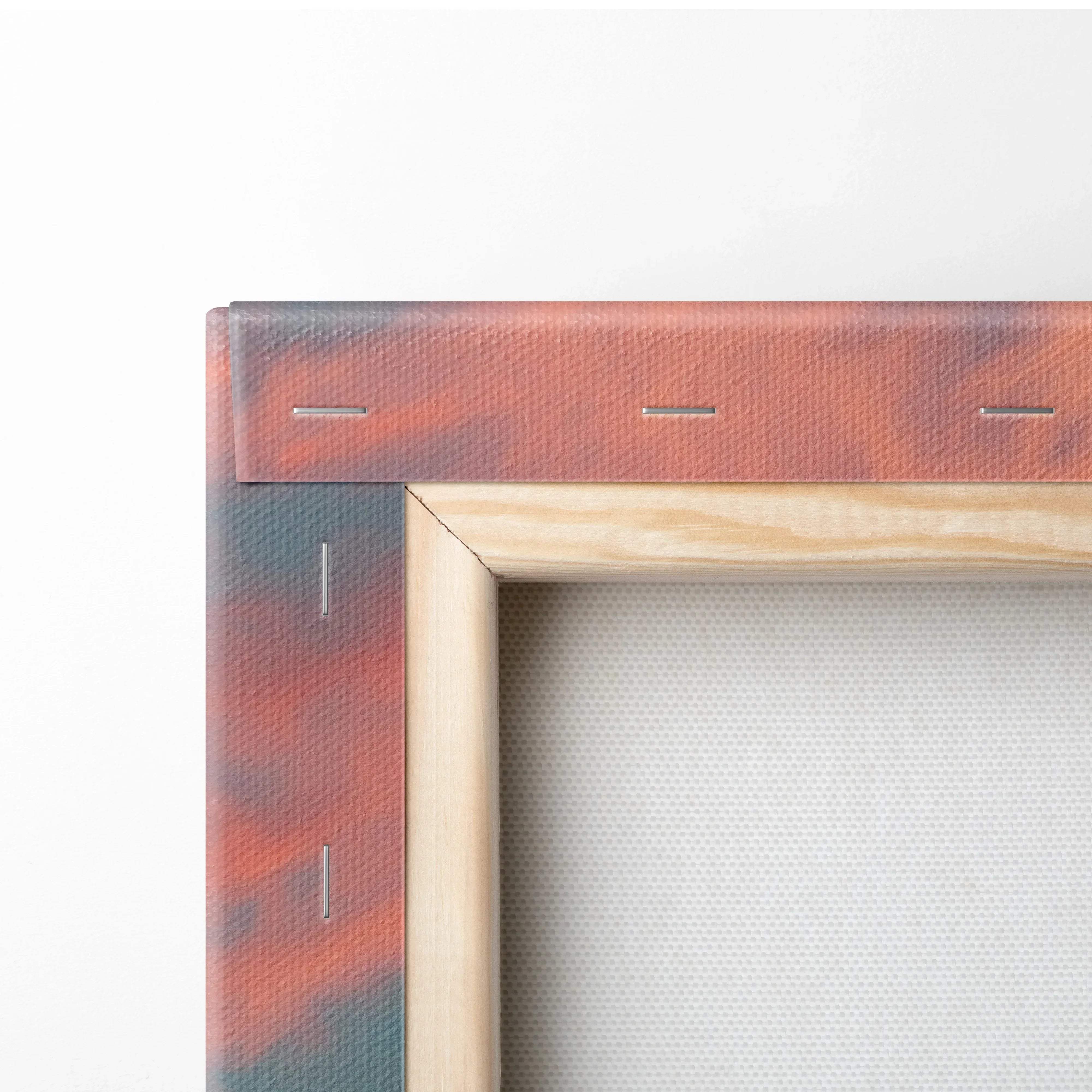 Canvas painting with wooden frame featuring textured surface in warm orange and deep teal for vibrant home decor