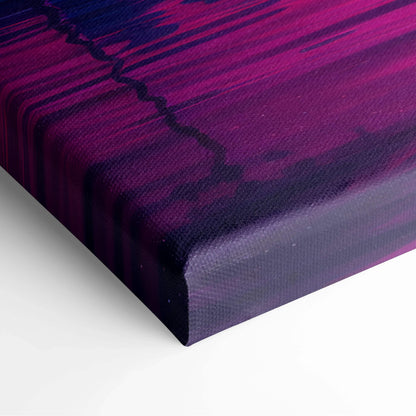 Retrowave sunset canvas art with neon palm landscape in magenta purple glow