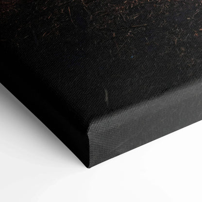 Close-up of black wrapped canvas edge showcasing textured museum quality canvas art wall art.