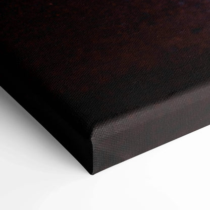 Close-up of black textured canvas corner showcasing premium wall art print quality.