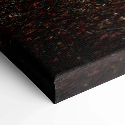 Close-up of dark Nissan R35 GTR canvas art showing detailed texture and edge wrap for wall art display.