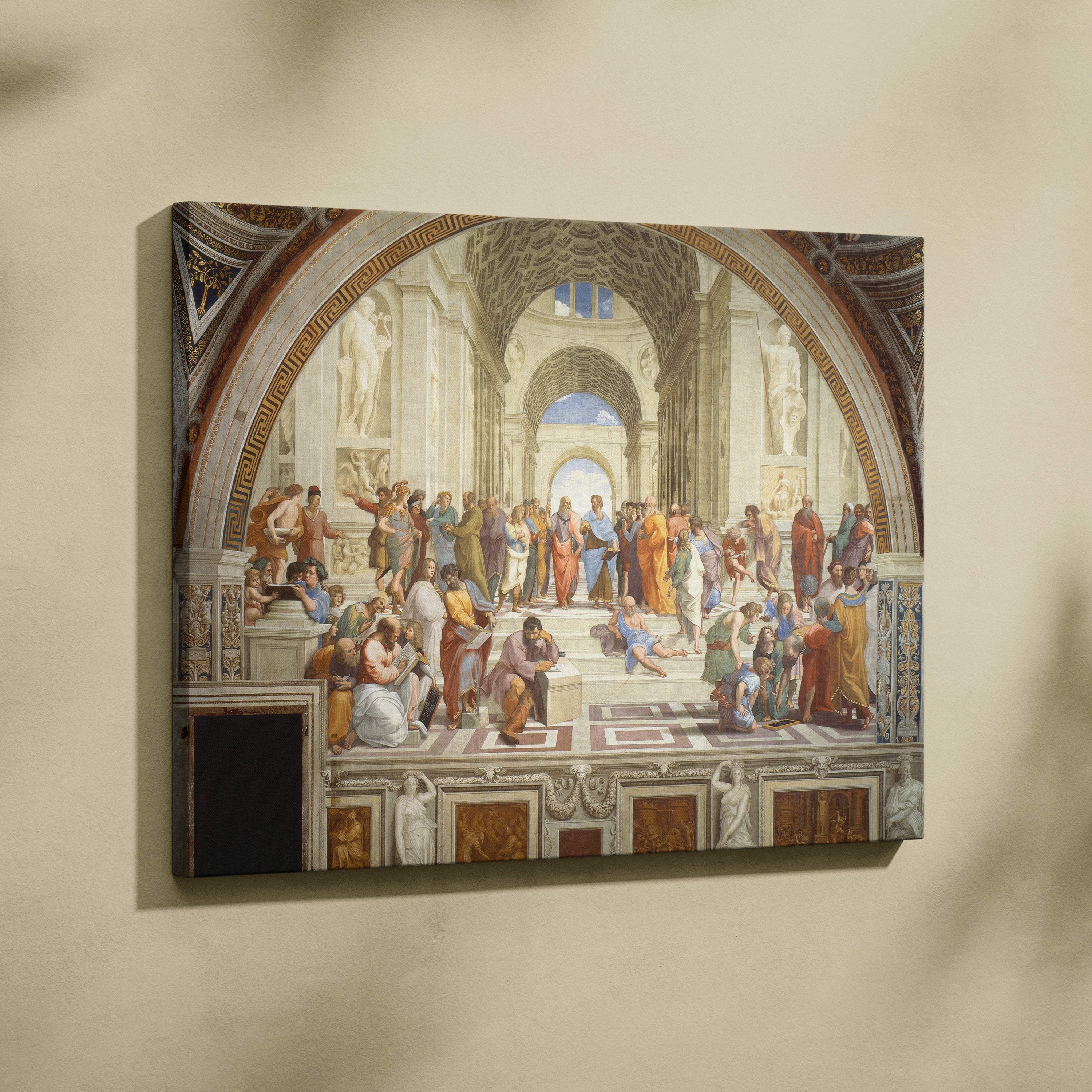 Canvas print of Raphaels The School of Athens with classical figures