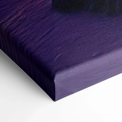 Deep purple textured canvas wall art of tropical sunset beach scene