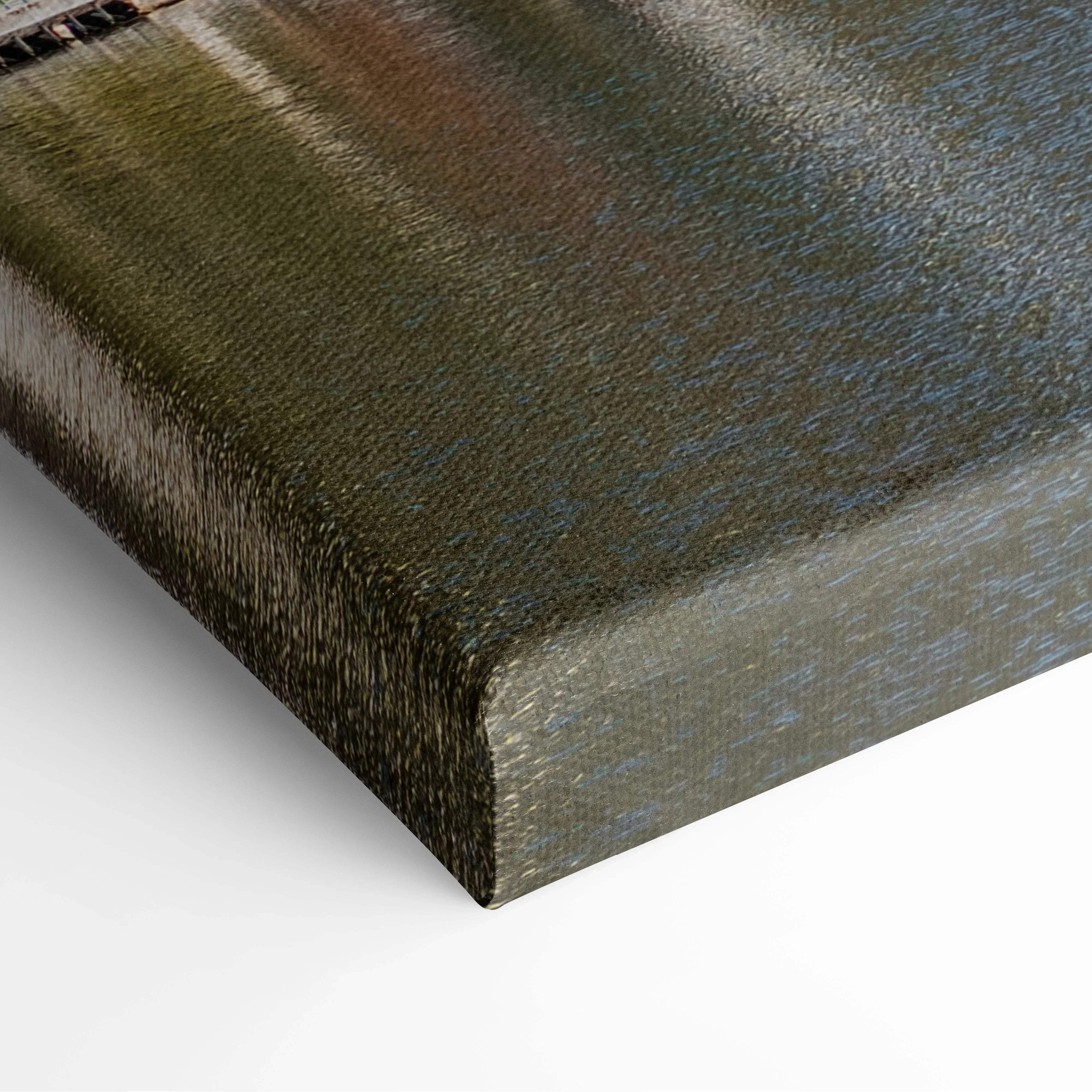 Olive-green textured canvas print with subtle gradient and visible brushstroke finish for wall art display