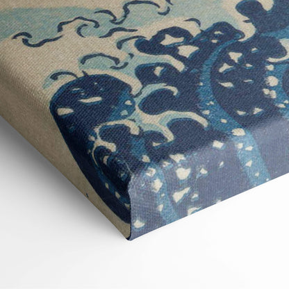 The Great Wave Off Kanagawa Hokusai canvas print with stylized blue wave