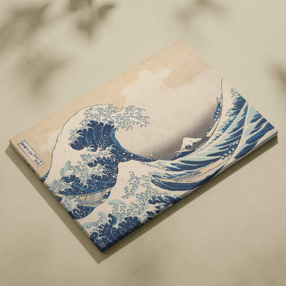 The Great Wave off Kanagawa Hokusai canvas print on beige background