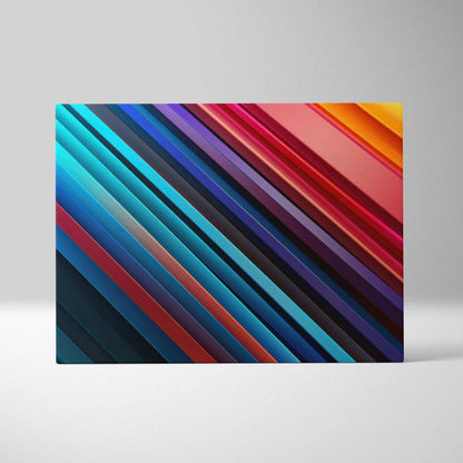 Abstract digital canvas art featuring diagonal stripes in vibrant blue, purple, red, and orange tones.