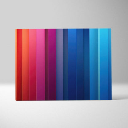 Modern abstract digital canvas art featuring vertical stripes in a gradient from red to purple to blue tones.