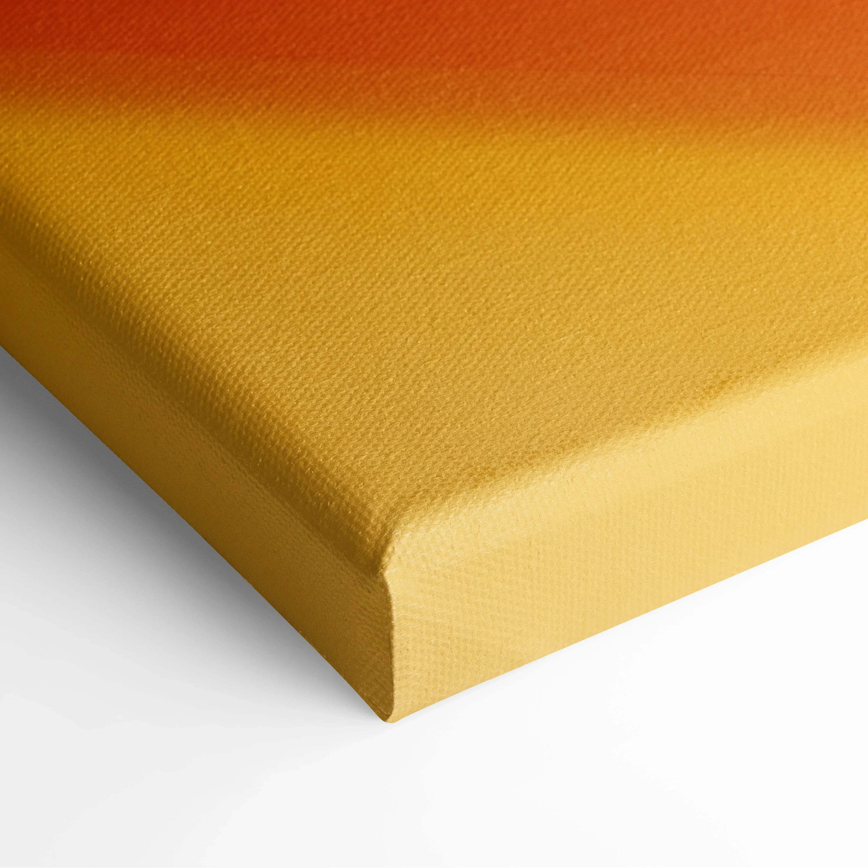 Yellow and orange gradient abstract digital art on stretched canvas wall decor.