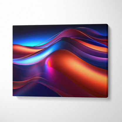 Abstract digital art canvas with flowing red, blue, and purple waves, modern wall art.