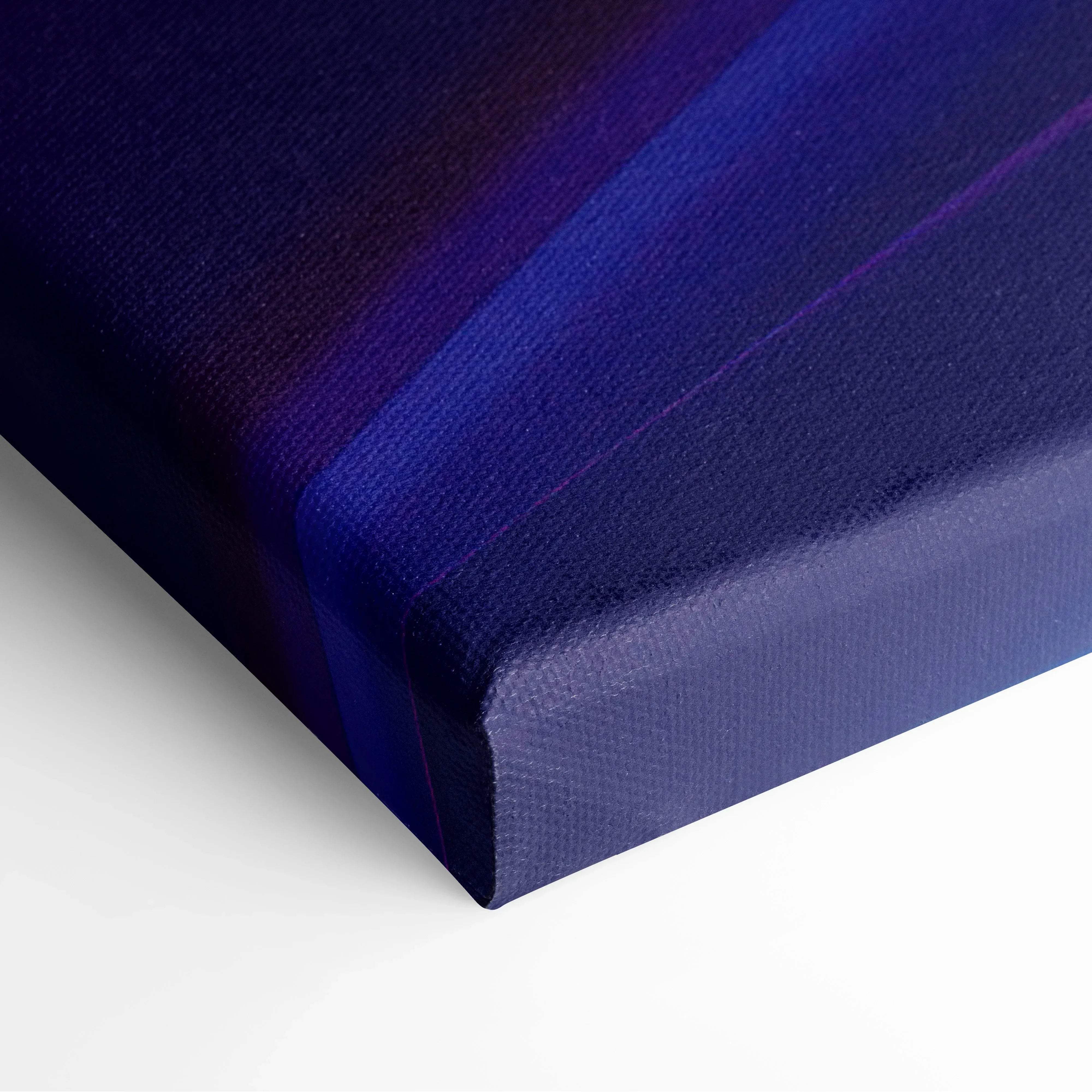 Deep blue canvas wall art with textured indigo and violet gradient strokes for modern living room decor