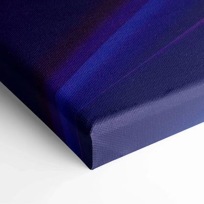 Abstract digital art canvas with deep blue and purple hues and textured fabric finish.