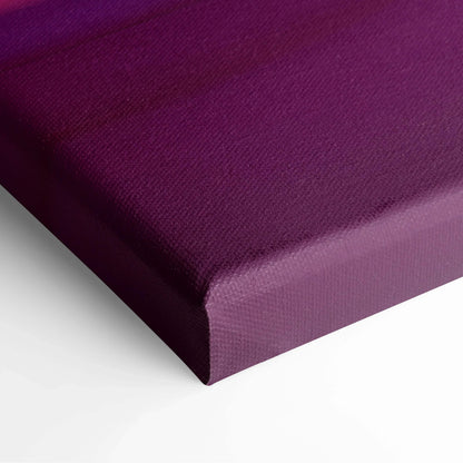 Close-up of deep purple canvas art with textured fabric and wrapped edges.