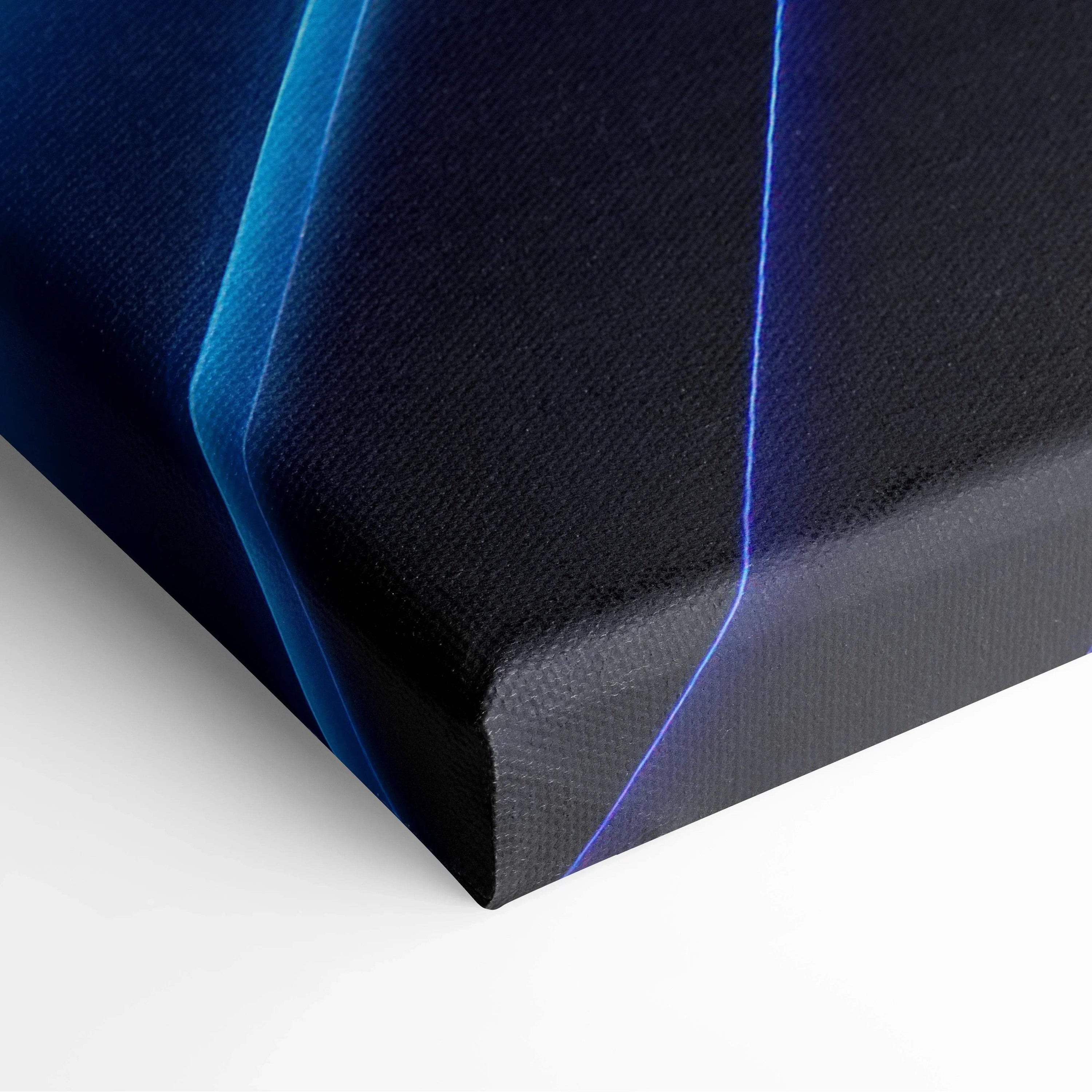Abstract digital art canvas wall art with blue and black geometric lines, modern canvas art print.