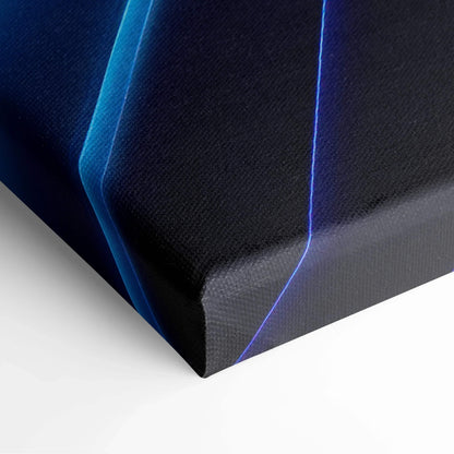 Abstract digital art canvas wall art with blue and black geometric lines, modern canvas art print.