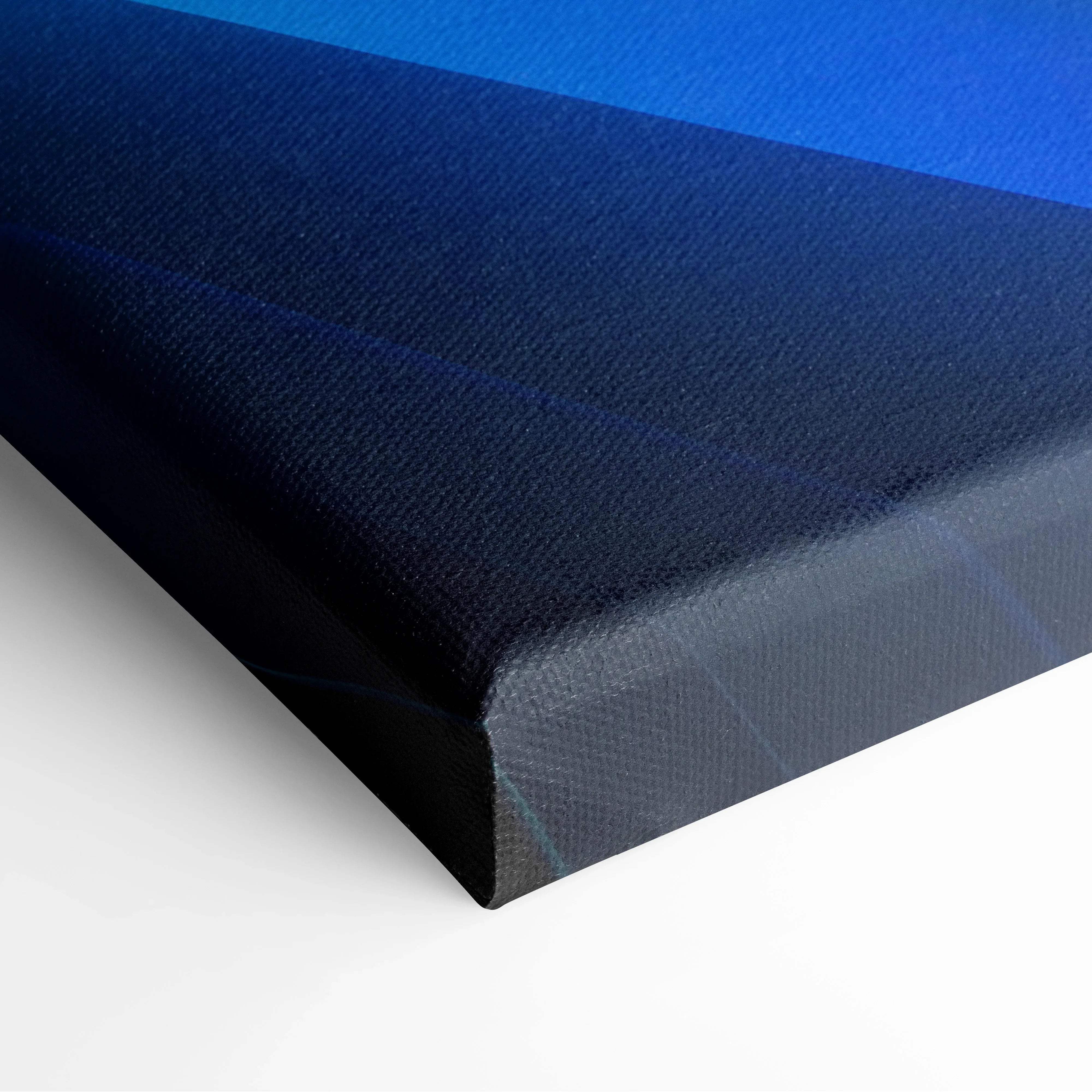 Blue gradient dynamic abstract stripe canvas wall art with textured fabric surface for modern home decor