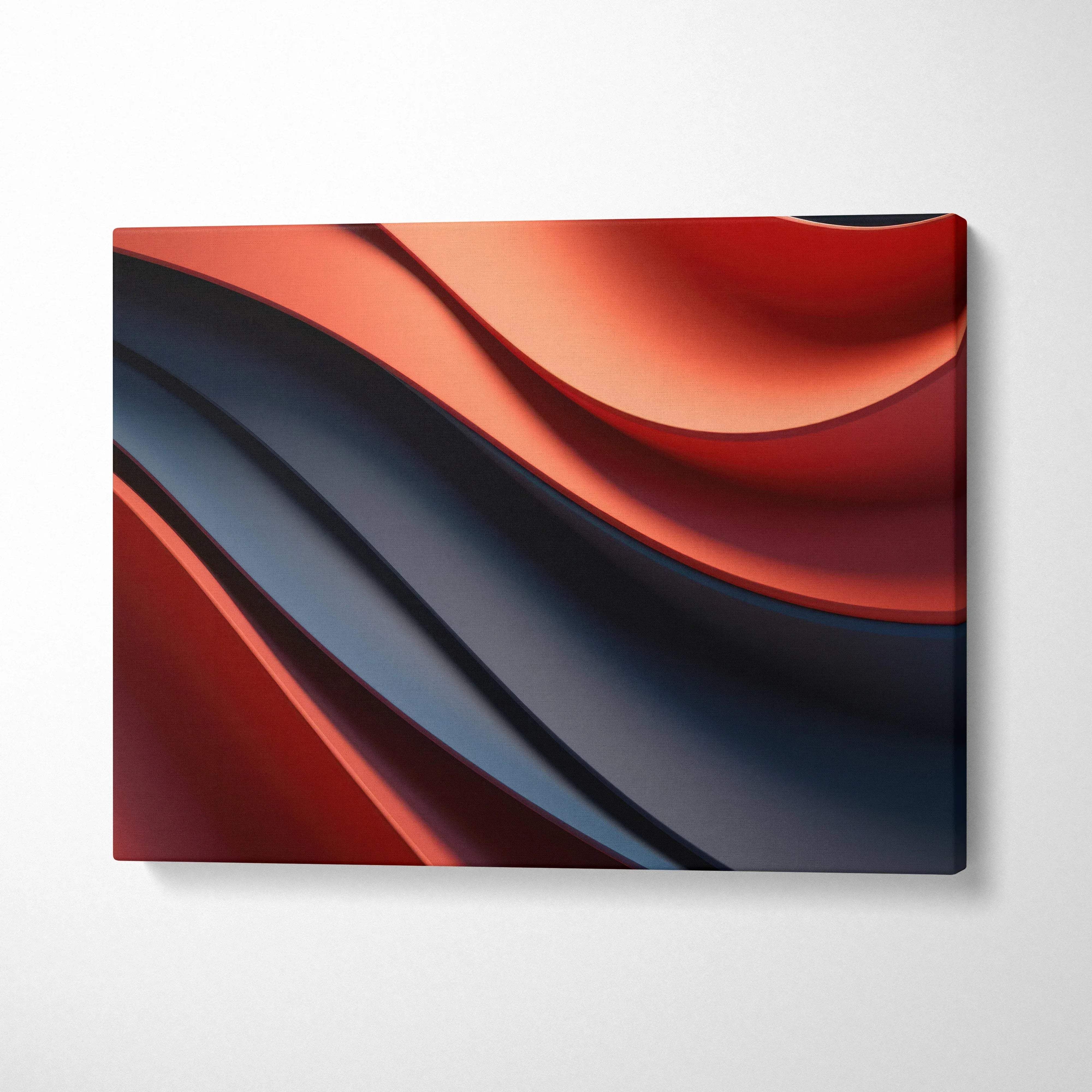 Abstract modern red and black waves digital canvas art wall decor.