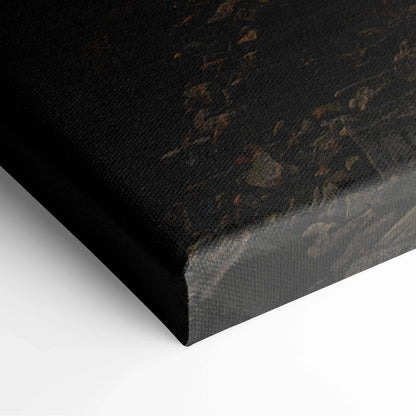 Black textured canvas print of cinematic volcanic beach sunset art