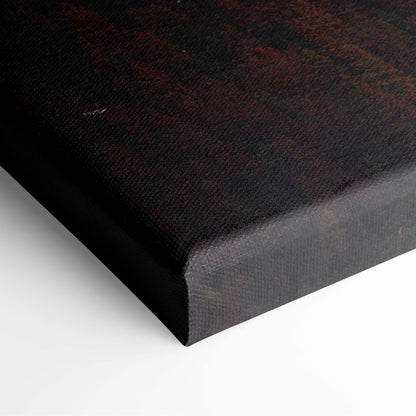 Black canvas print with textured dark brown and black abstract design for rustic cabin or nature inspired home interiors
