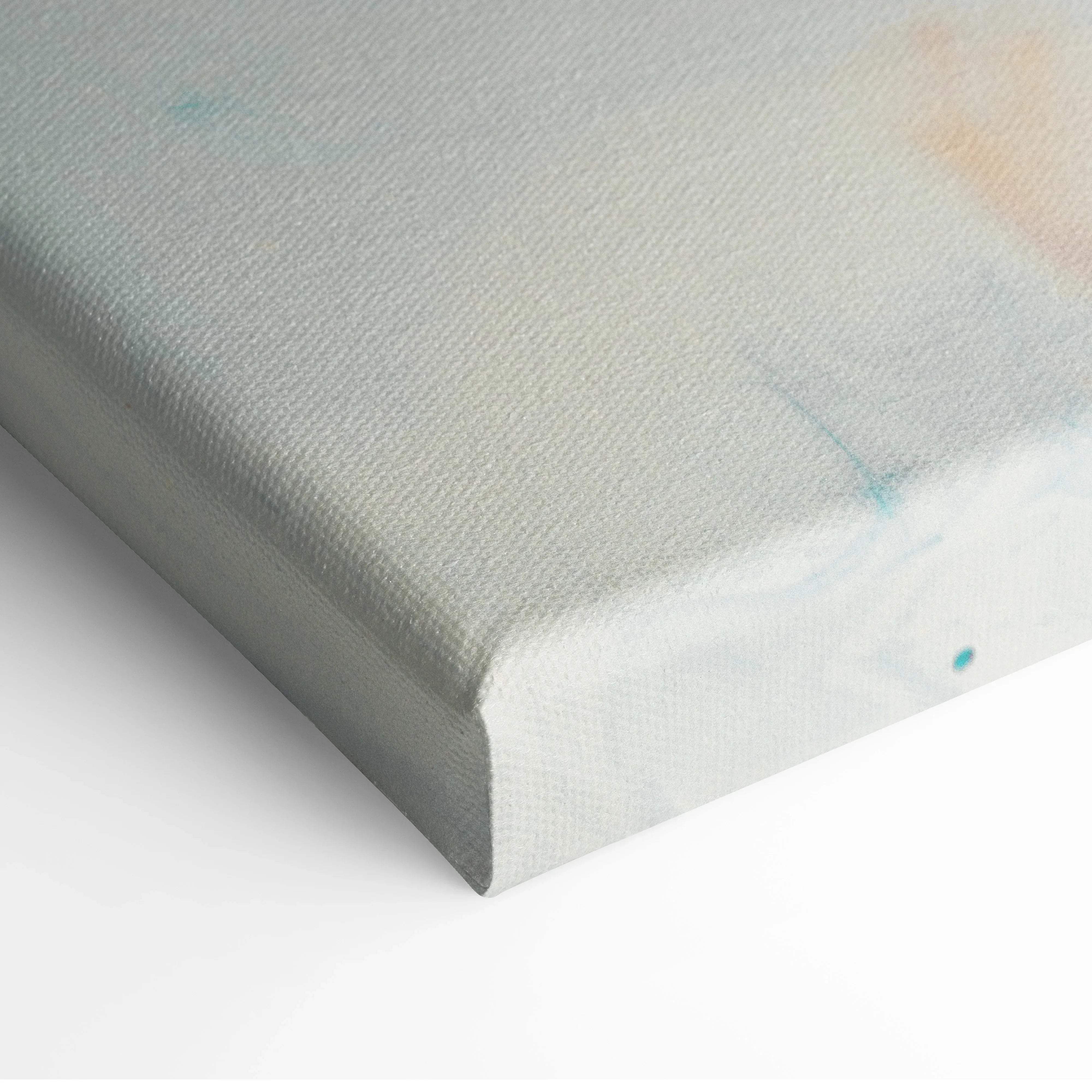 Gray canvas with blue peach beige abstract watercolor swirls