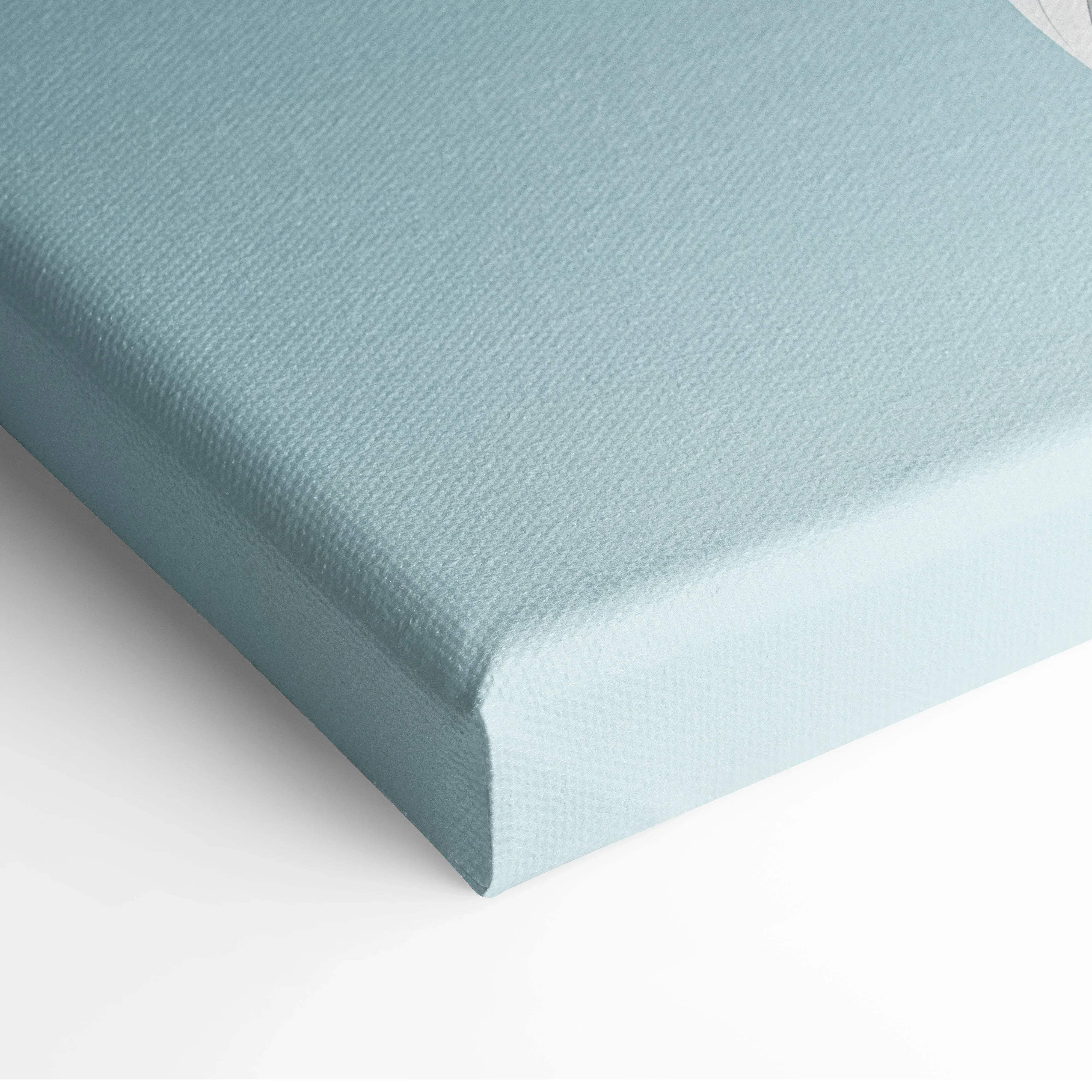Contemporary architecture canvas wall art with light blue textured woven pattern on durable canvas material