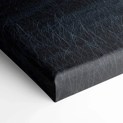 Black canvas wall art print with fine white architectural line patterns and textured surface.